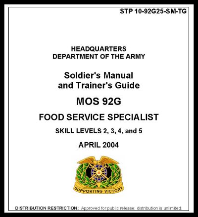 STP 10-92G25-SM-TG MOS 92G Food Service Specialist - BIG size
